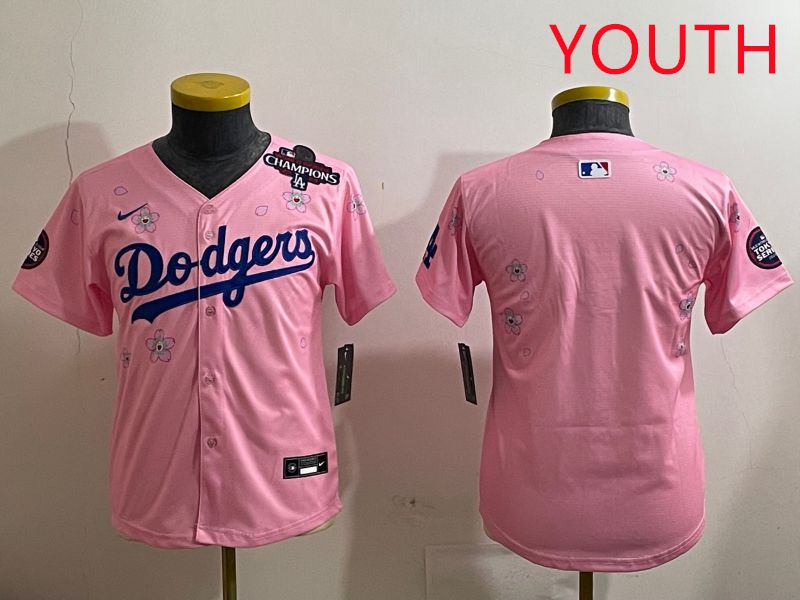 Youth Los Angeles Dodgers Blank Pink Sakura Edition 2025 Nike MLB Jersey style 2
